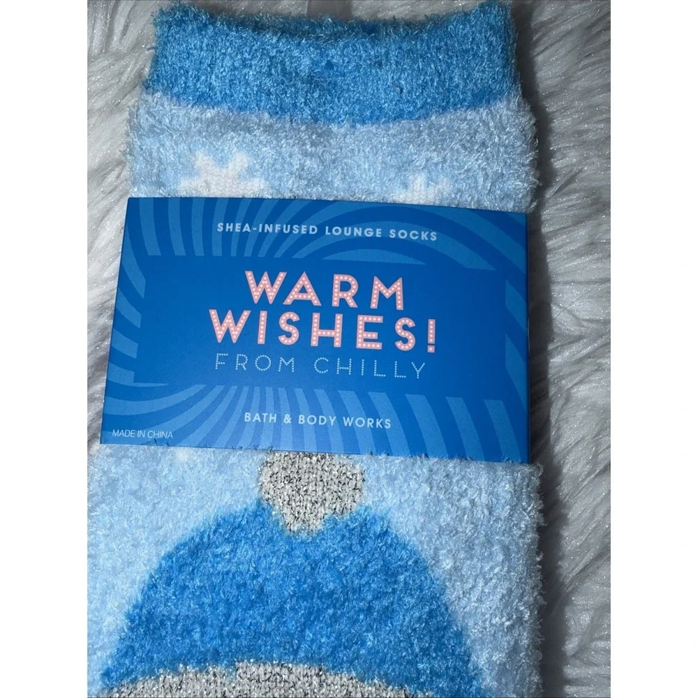 Bath & Body Works Cozy Snowman Shea-Infused Socks Lot With CD And Nail Files